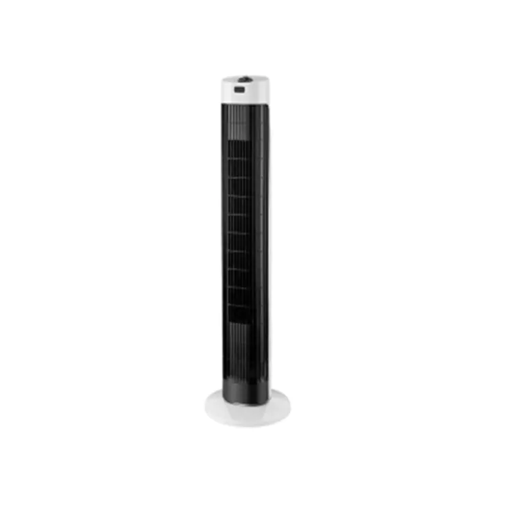 Minimalista fekete-fehér penge nélküli toronyventilátor otthoni használatra